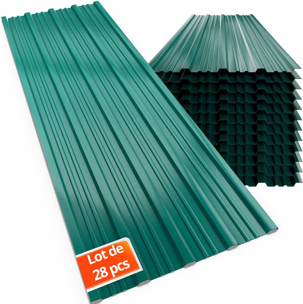 GARDEBRUK® 28x Tôles de bardage 110x46cm 14m² galvanisé Image du produit 
