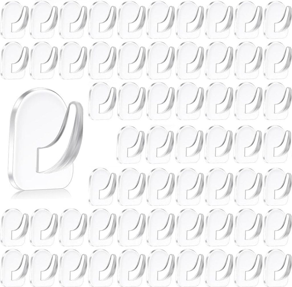 60 Stück Haken Klebehaken Extra Stark Selbstklebend Transparent Haken Handtuchhalter Handtuchhaken Kleiderhaken Wandhaken Ohne Bohren für Bad Kü...