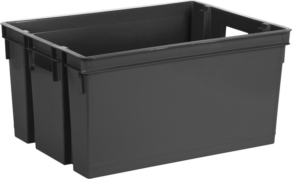 EDA Storage Crate 50L - schwarz - Kunststoff - 56 x 41 x 29 - stapelbar/nestbar