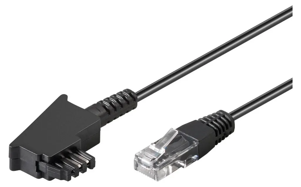 Goobay 60660 Cavo router DSL/VDSL, 20 m, nero - conduttore in rame (CU), spina TAE-F > spina RJ45 (8P2C)
