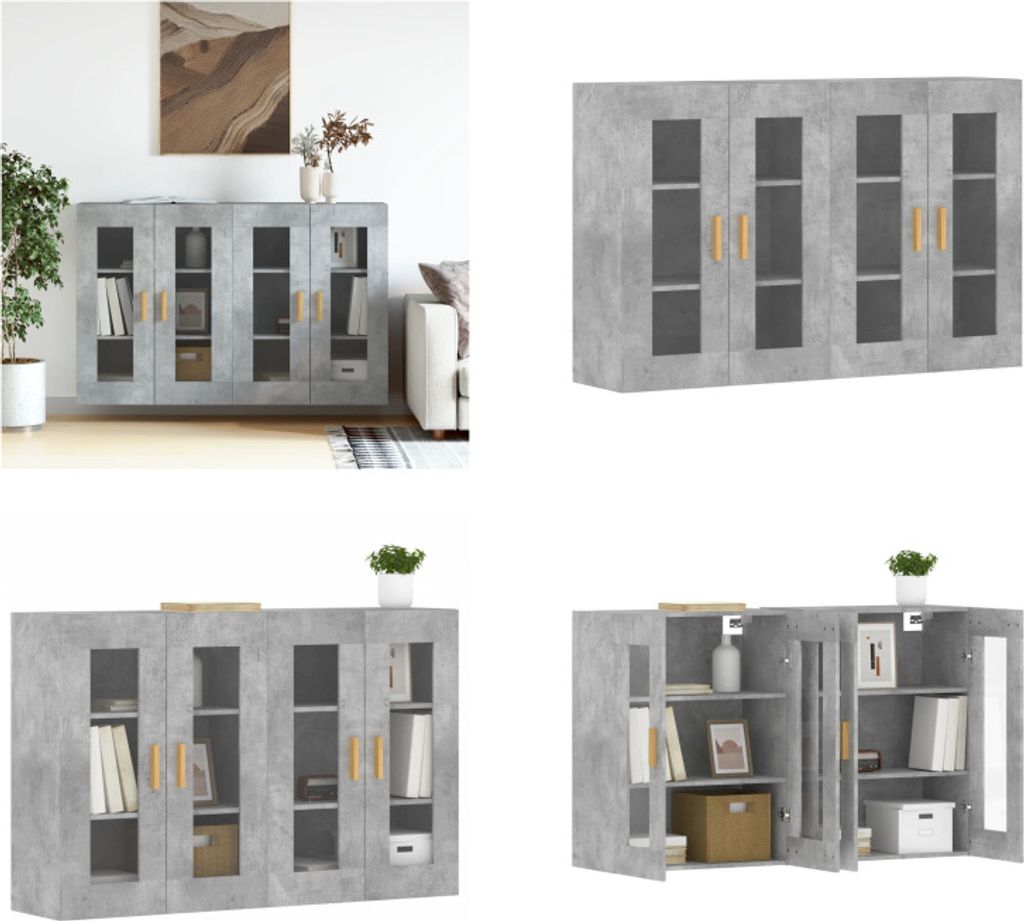 vidaXL Wandschränke 2 Stk. Betongrau Holzwerkstoff - Wandschrank - Wandschränke - Schrank - Lagerschrank