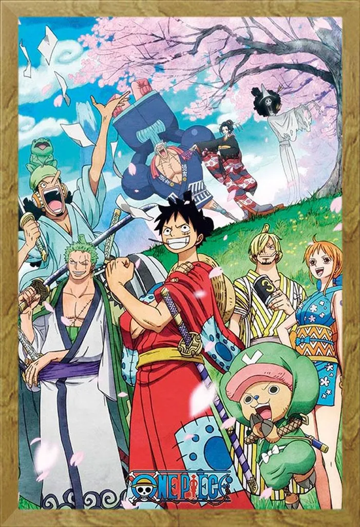 One Piece Poster Wano + Cornice Shinsuke Rovere Oak 61x91,5