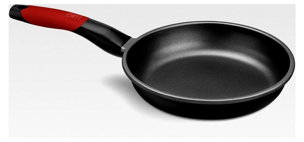 Pfanne 18 cm, Aluminiumguss, verstärkte dreischichtige Antihaftbeschichtung ohne , geeignet für alle Herdarten einschließlich Induktion, rote Farbe