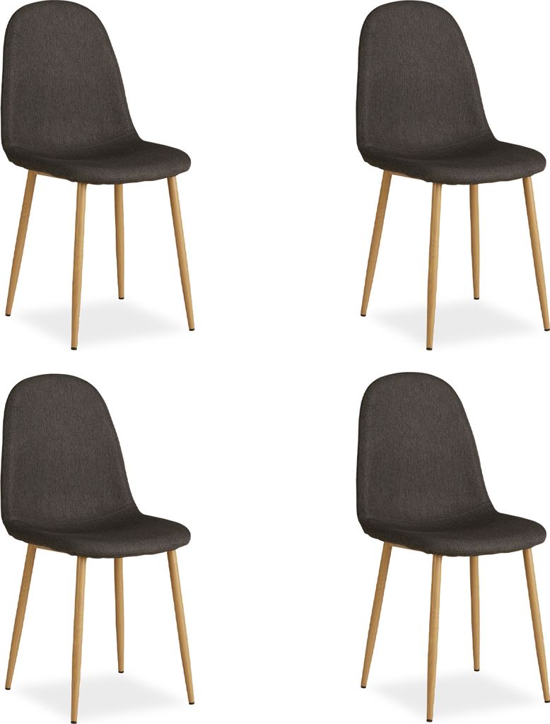 Homestyle4u Polsterstuhl Set 4 Stühle Anthrazit Esszimmerstühle Küchenstühle