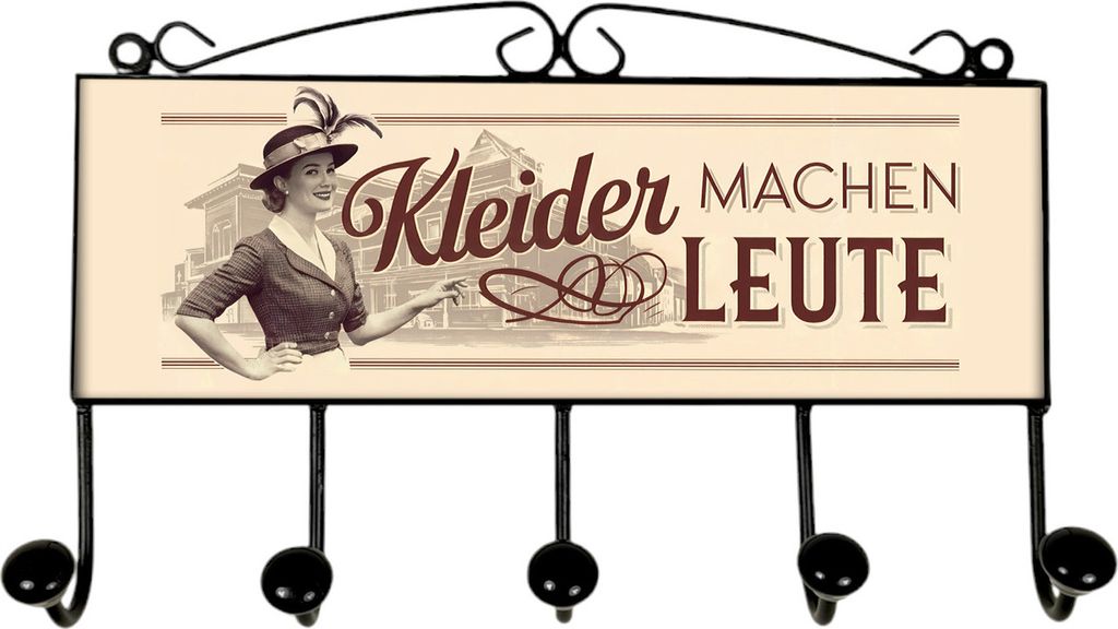 Kleider machen Leute Kleiderhaken Leiste mit 5 Haken Retro