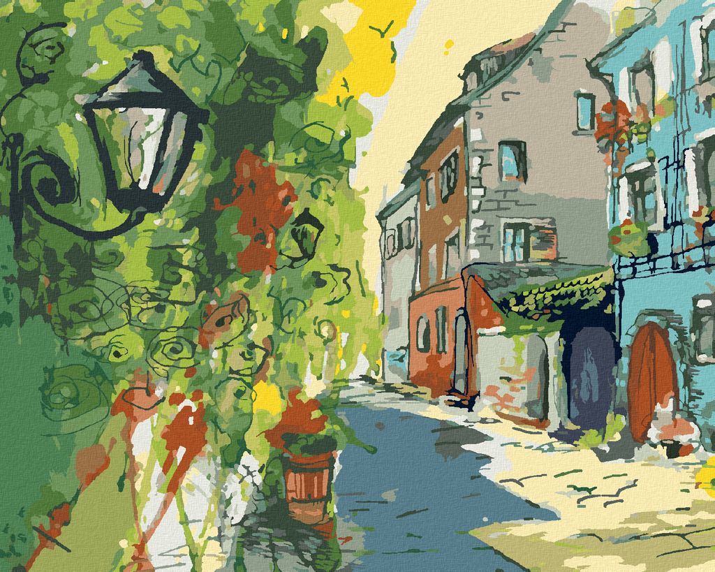 Zuty - Malen nach Zahlen - KLEINE STRASSE IN DER STADT, 40x50 cm, ohne Keilrahmen