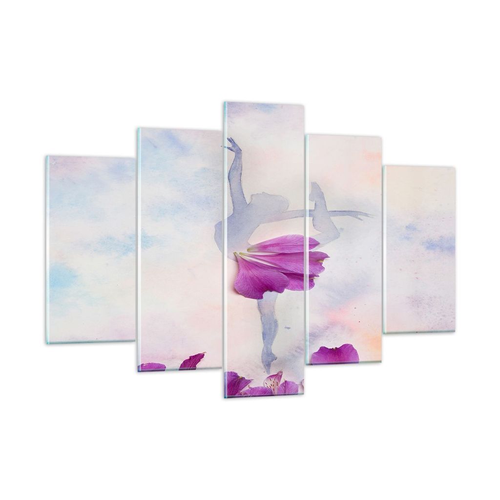 Bilder auf glas - Ballett Blumen Mädchen Eleganz - 150x100cm - Glasbilder - Wandbilder - Kunstdruck - zum Aufhängen bereit - Wanddekoration aus G...