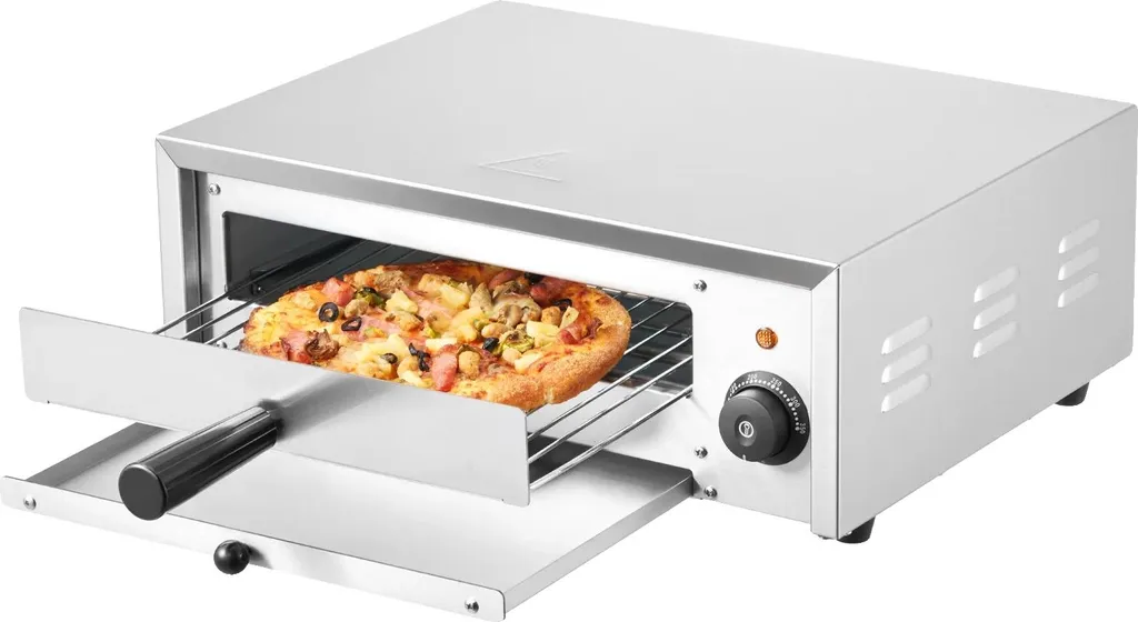Forno Pizza 1500W Acciaio Inox | Cottura Veloce 12 Pollici Casa