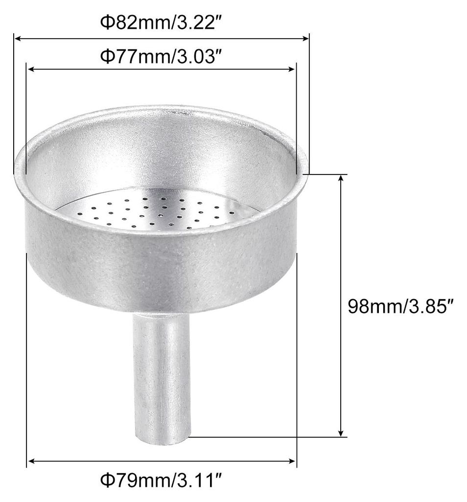 Aluminium Trichter Filter 82x79x98mm Silber fš¹r 12-Becher Kaffeemaschine Topf