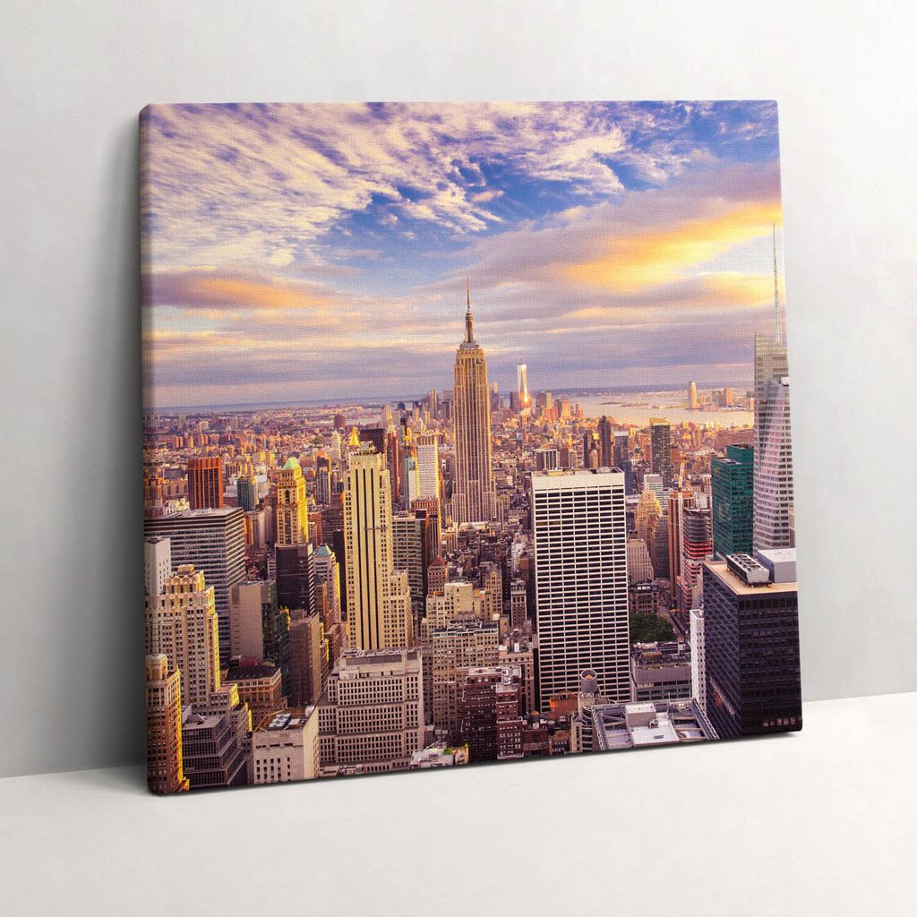 New York sunset – Leinwandbild Wandbild – 60x60 cm – Leinwandbilder – Wandbilder – Schlafzimmer – Flur