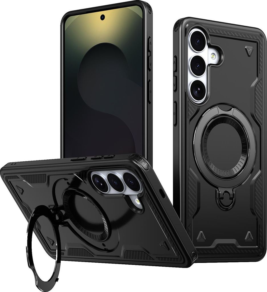 Dual Layer Hülle für Samsung Galaxy S26 mit Ring Ständer Magnetisch Stoßfest Handyhülle Schwarz
