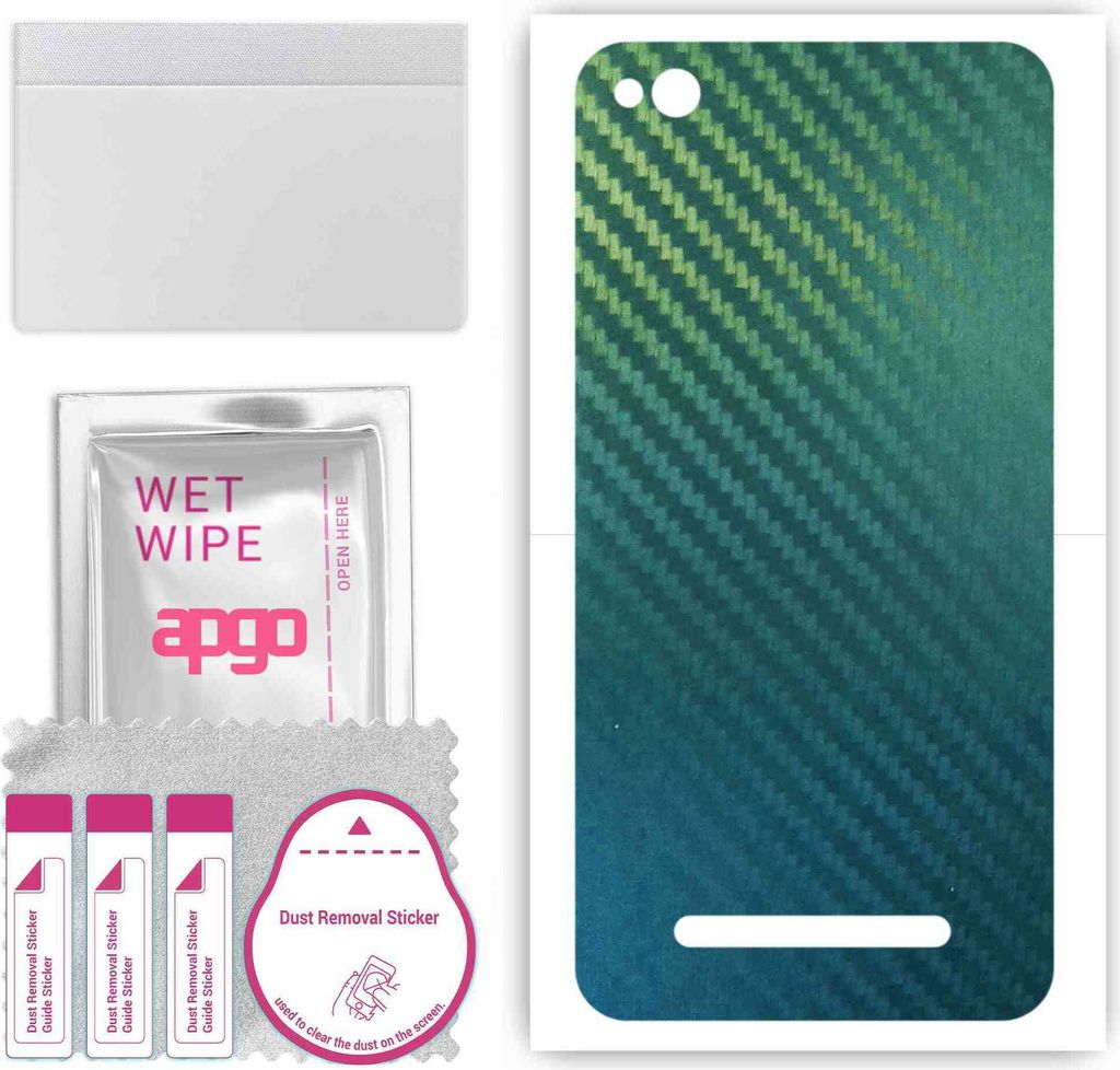 apgo Rückseite Schutzfolie, Skin, kompatibel mit Xiaomi Redmi 4A, Hinten Displayschutzfolie aus Vinylfolie, kratzfest, einfache Montage - Kohlenst...