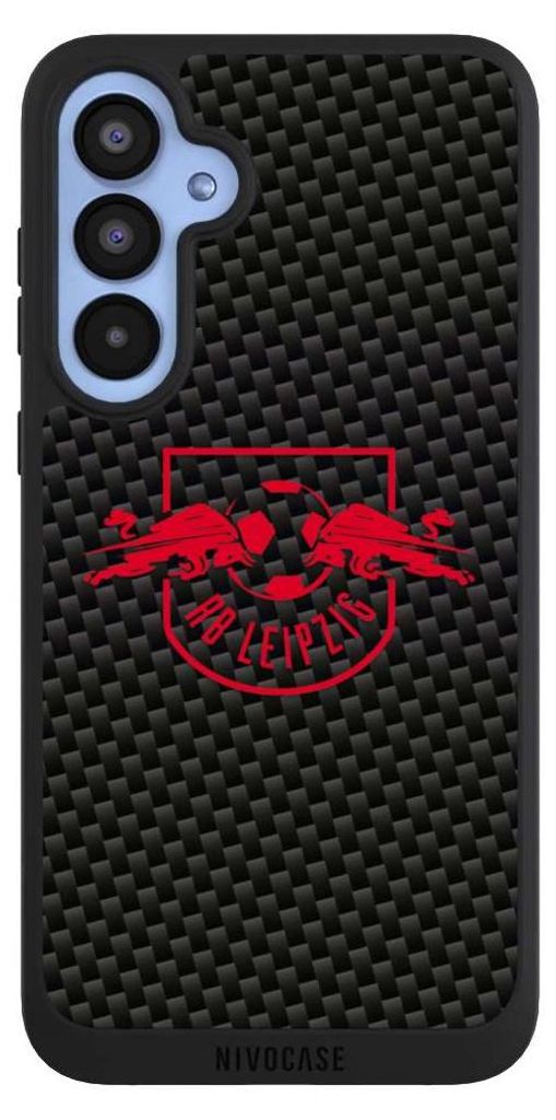 NIVOCASE Handyhülle für Samsung Galaxy A55 5G Hülle NIVOpure Case Schwarz Carbon Offizielles Lizenzprodukt RB Leipzig