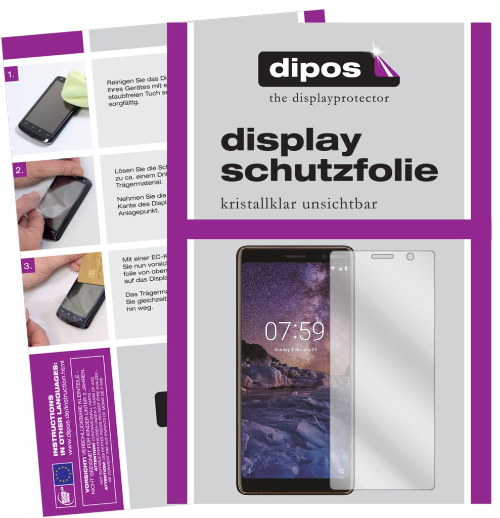 6x Schutzfolie für Nokia 7 Plus klar Displayschutzfolie Folie Display Schutz