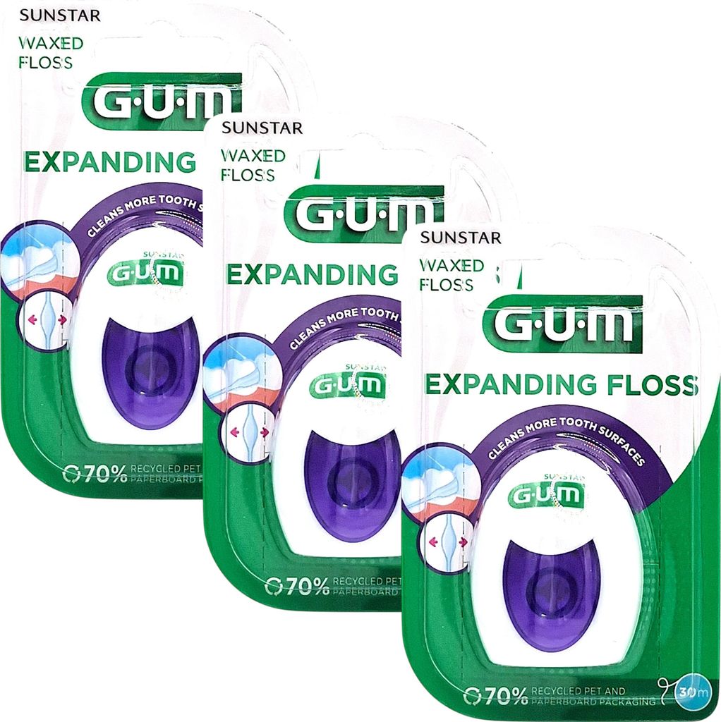 3x GUM EXPANDING FLOSS Zahnseide (3x30 m) Produktbild 