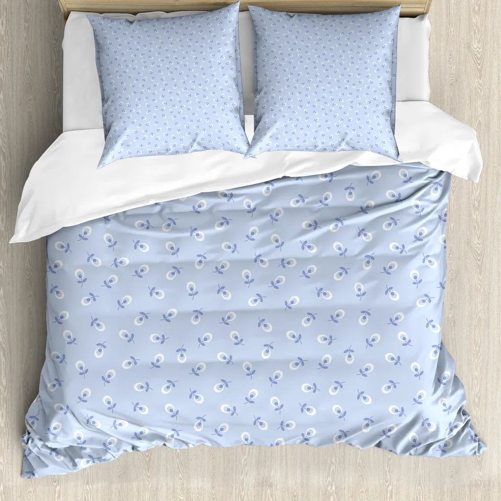 Copripiumino ABAKUHAUS Fiori Retrò 155x220: Comfort Anallergico Blu