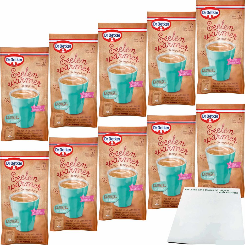 Dr. Oetker Seelenwärmer Karamell 10er Pack (10x58g Beutel) + usy Block