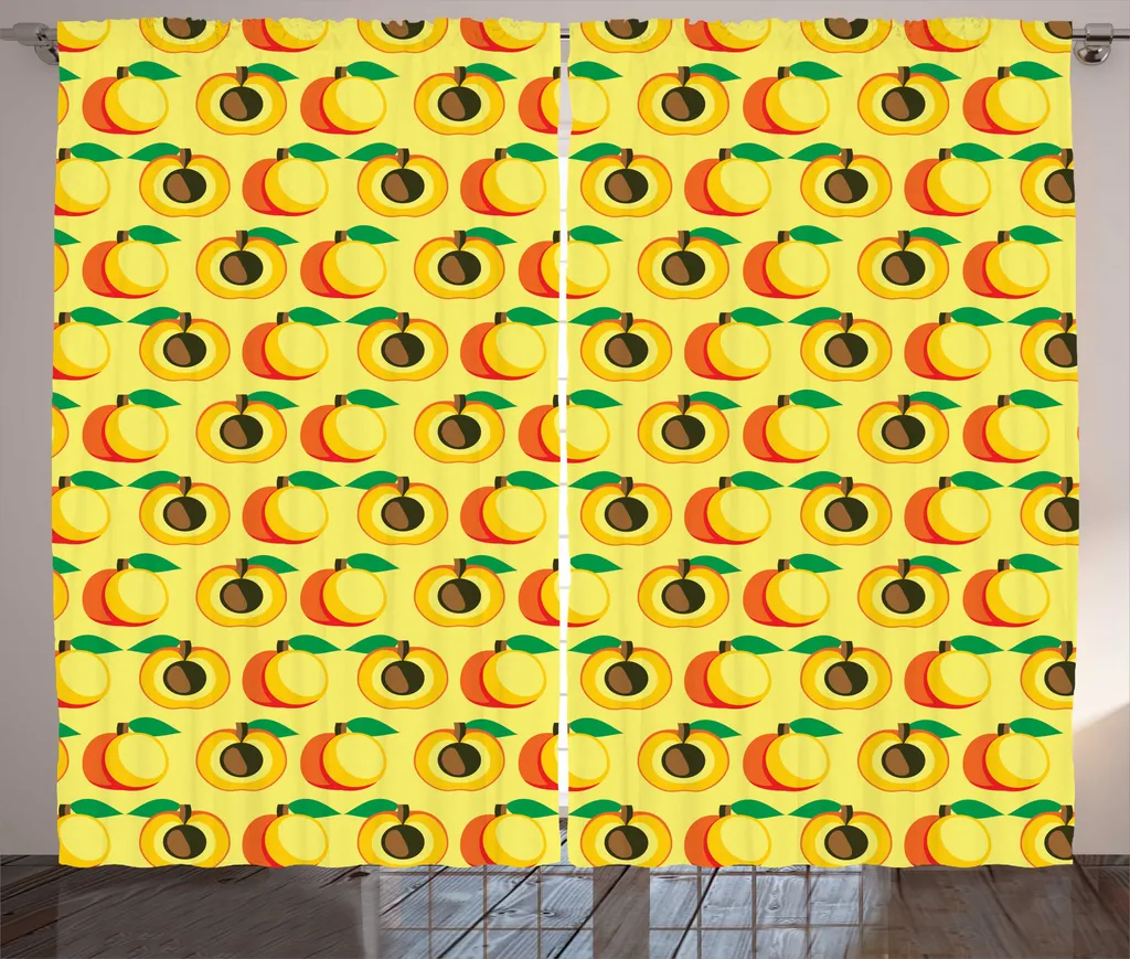 Paire de rideaux universels à motif fruits pour salon et cuisine 280x225