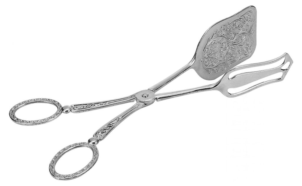 Brotzange, Vintage Servierzange aus Metall mit Scherengriffen für Salat, Vorspeisen und Steak, 23 cm Länge, polierte Zinklegierung für Buffet un...