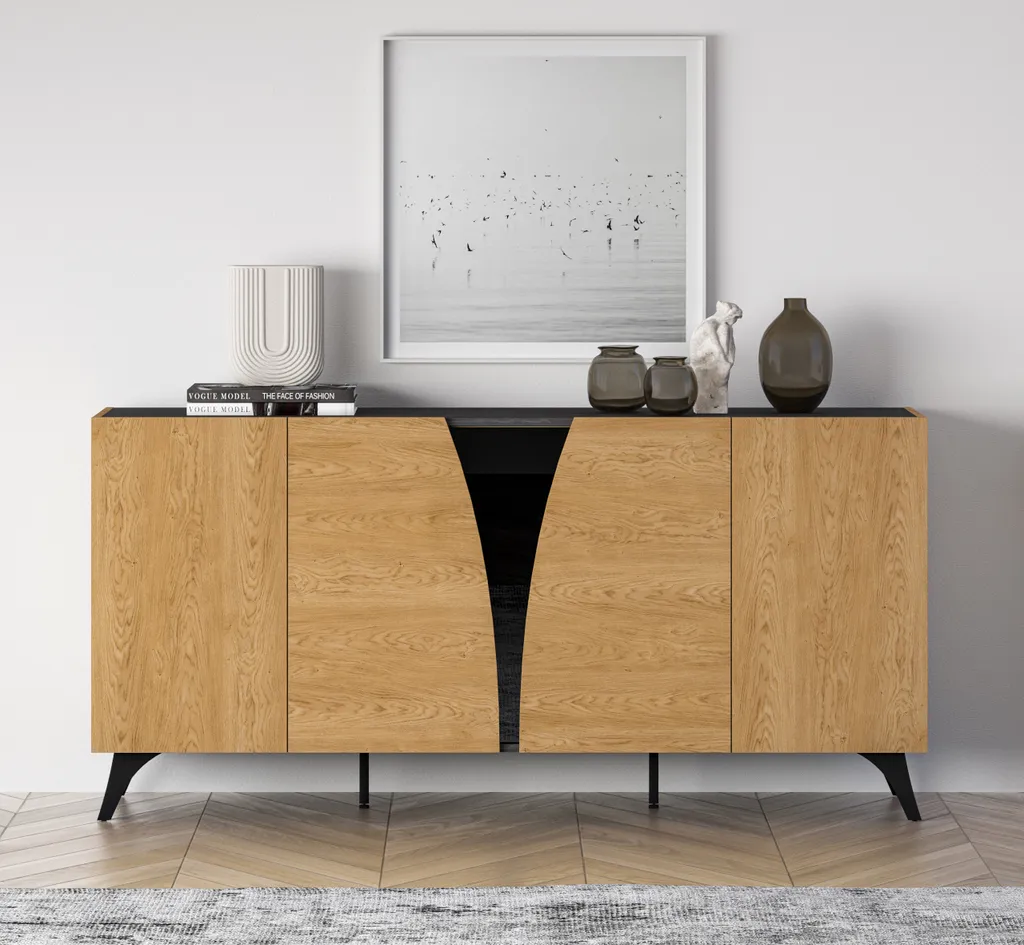 Commode large ANNIKA en chêne des dunes baltiques et frêne noir Portland