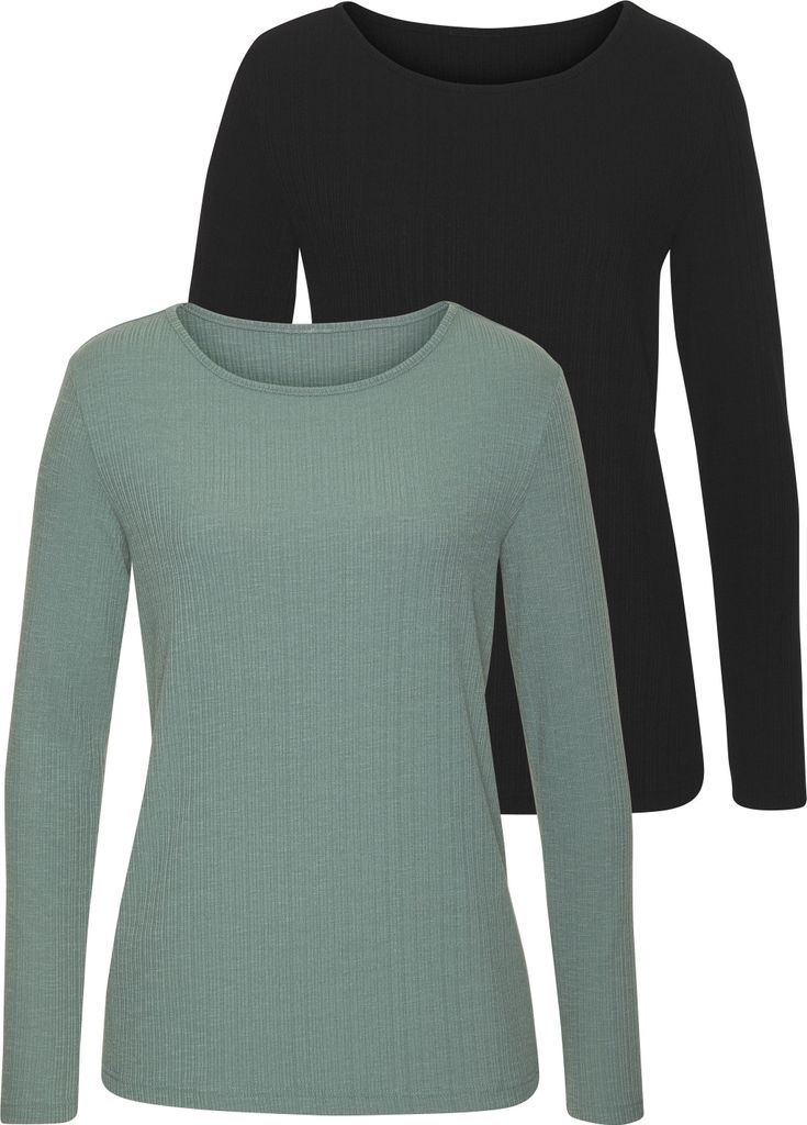 VIVANCE Langarmshirt schwarz, eucalyptus Größe 36/38