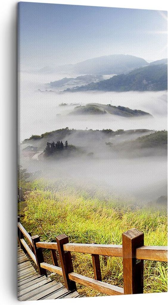 Bild auf Leinwand - Leinwandbild - Asien schönheit berg landschaft - 45x80cm - Wand Bild - Wanddeko - Leinwanddruck - Bilder - Kunstdruck - Wandde...