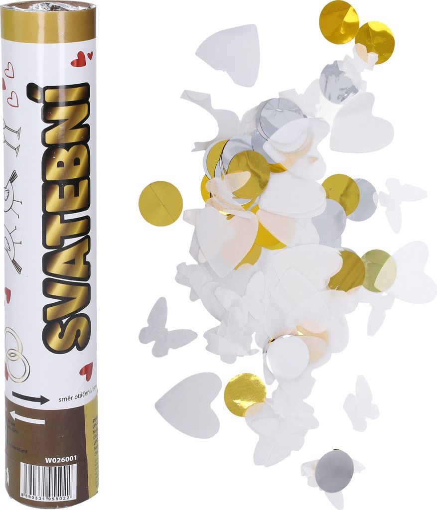 Svatební konfety vystřelovací 30 cm Obrázek produktu 