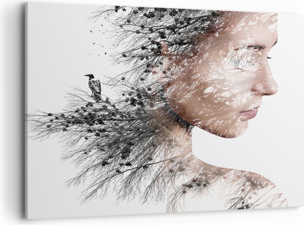Bild auf Leinwand - Leinwandbild - Einteilig - Frau doppelt Belichtung - 100x70cm - Wand Bild - Wanddeko - Wandbilder - Leinwanddruck - Bilder - Wa...
