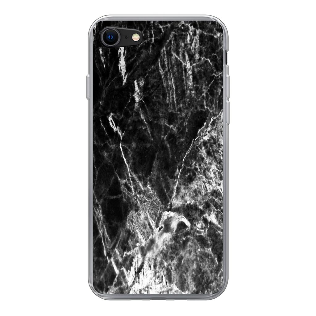 MuchoWow Handyhülle Schutzhülle Hülle für iPhone 7 Marmor - Stein - Luxus Silikon Softcase Handy Hülle - Kartenhalter