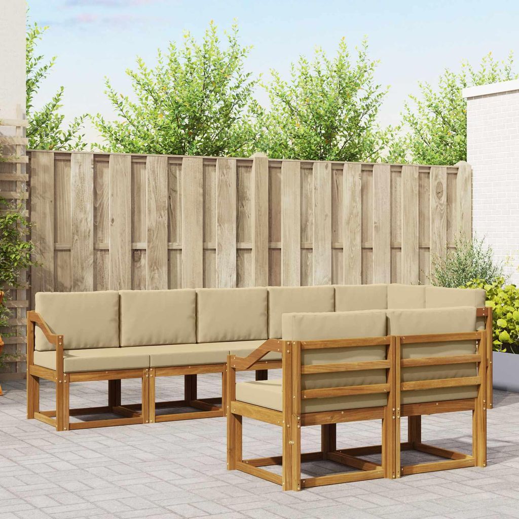 Outdoor-Sofagarnitur - VIDAXL - Terrassen-Sofa - mit Kissen - 8 pcs - Natur und Beige