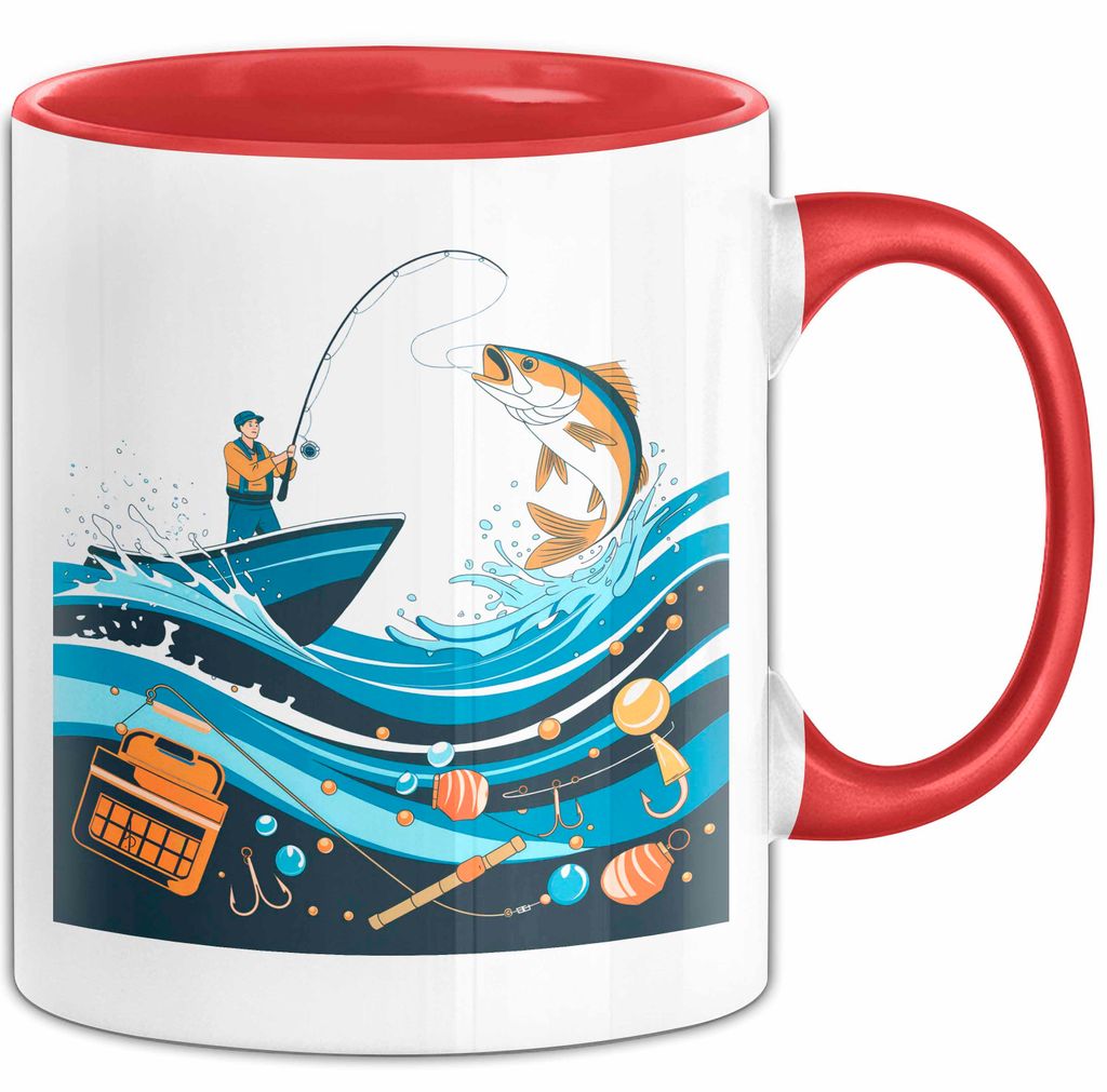 Angler Tasse Geschenk Lustige Geschenkidee Spruch Für Angel Liebhaber (Rot)