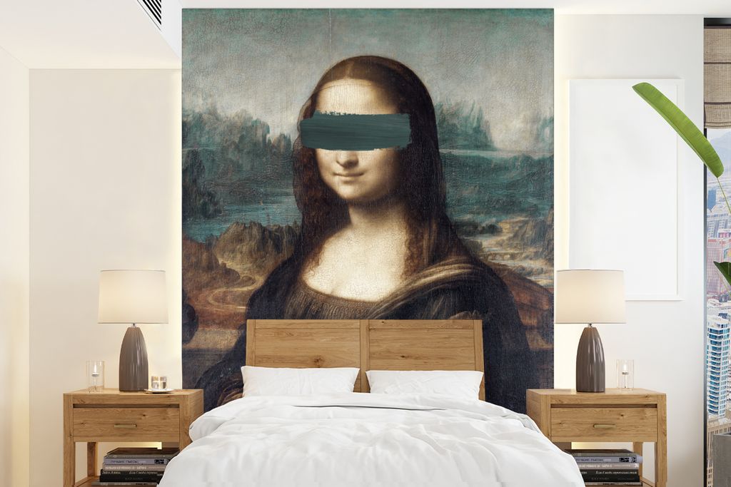 MuchoWow Fototapete für Wohnzimmer oder Schlafzimmer Wandtapete Vinyl Motivtapete Mona Lisa - Da Vinci - Gemälde - 165x220 cm - Wanddekorationen