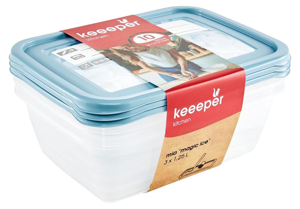 keeeper Gefrierdosen-Set Mia "Magic Ice", 3x 1,25 Liter (20,5 x 15,5 x 6,5 cm)
