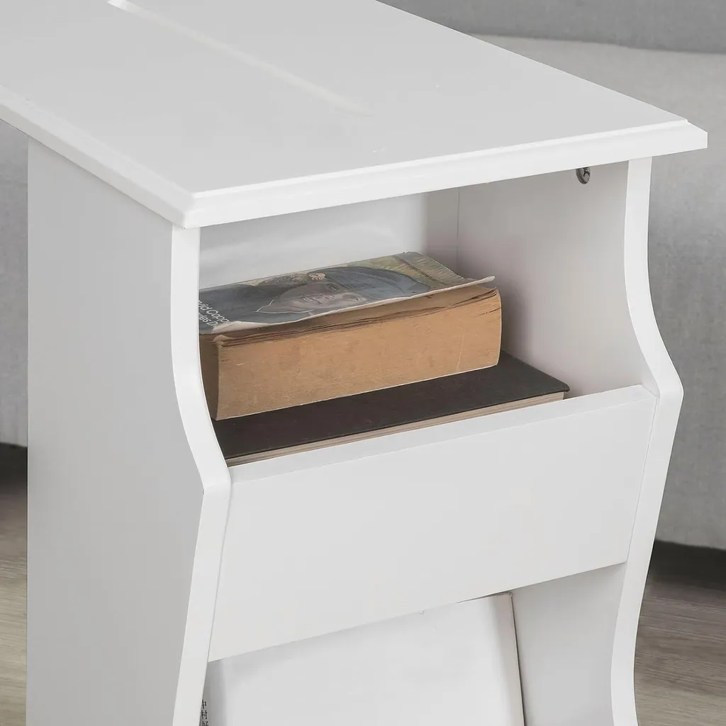 Table d'appoint Blanche avec Emplacement Tablette et Fente iPad
