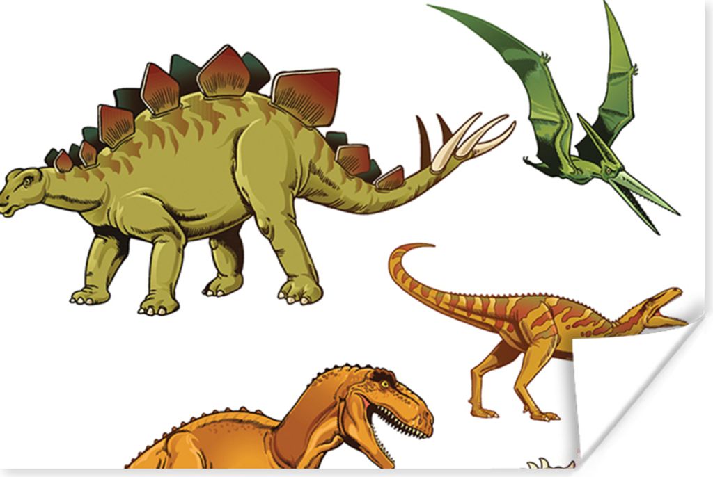 MuchoWow Poster Dinosaurier - Zeichnung - Jungen - Kinder 90x60 cm - Schlafzimmer