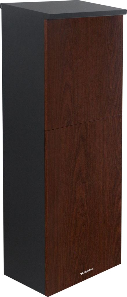 LOGIXBOX Freistehender Paketkasten – 1.0 mm Stahldicke - Trendybox Entnahme von hinten Merbau-Schwarz