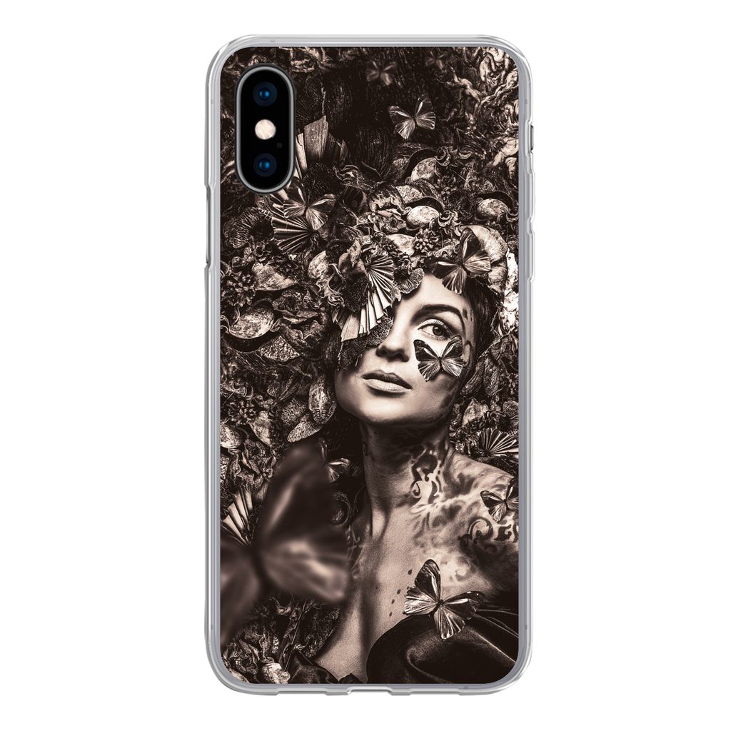 MuchoWow Handyhülle Schutzhülle Hülle für iPhone X Frau - Tiere - Pflanzen Silikon Softcase Handy Hülle - Handyhülle