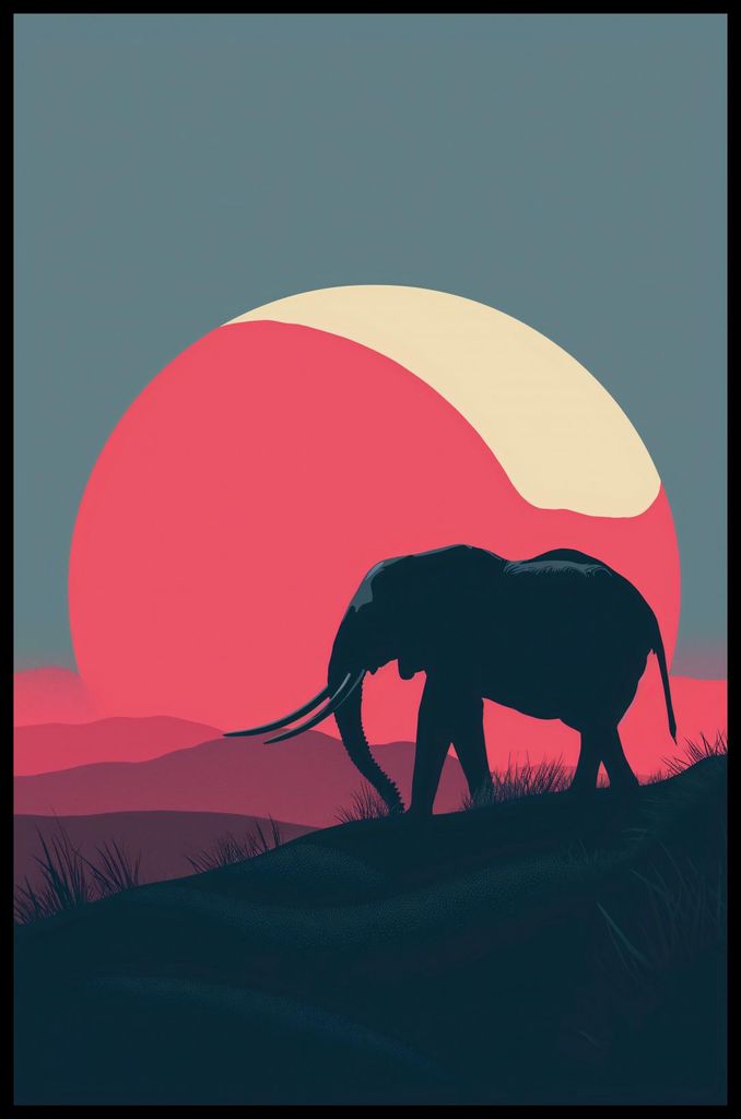 Plakat 53x81cm Elefant bei Rot
