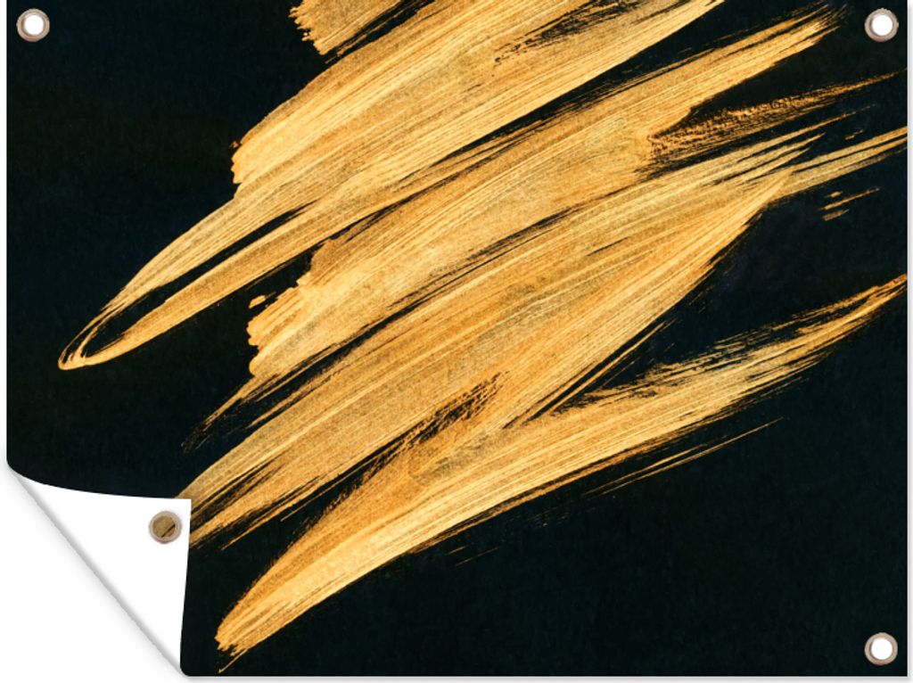 MuchoWow 120x90 cm Outdoor-Poster Gartendeko Sichtschutz Garten Poster für den Garten Gold - Farbe - Streifen - Luxus - Abstrakt