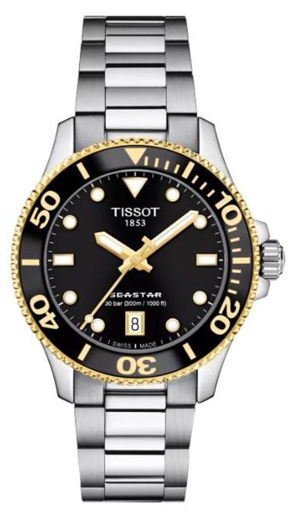 Tissot Seastar 1000 al quarzo, quadrante nero, 36 mm, oro Immagine del prodotto 