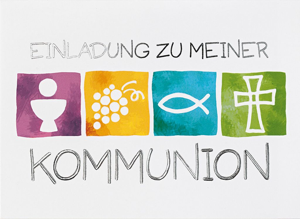 Kommunion 5 Einladungskarten zur Kommunion im Format 115 x 17cm mit U