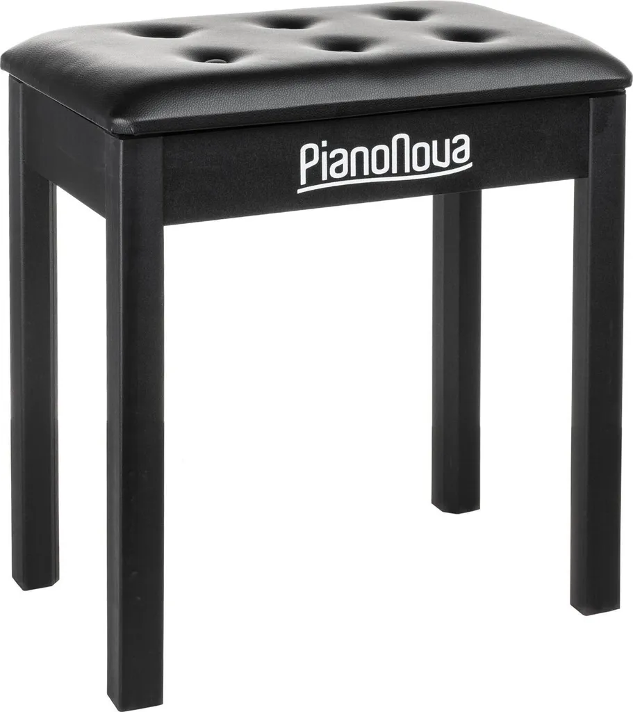 Banquette de Piano avec Coffre de Rangement en Bois Noir Pianonova XL