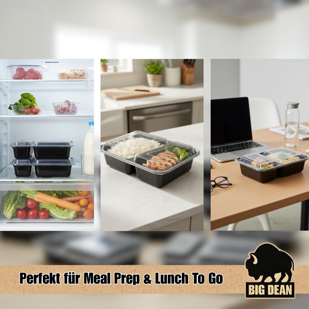 BigDean 10 Stück wiederverwendbare Meal Prep Boxen mit