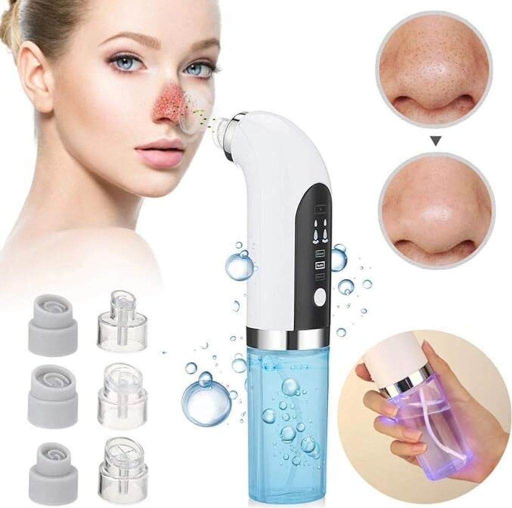 Blackhead-Entferner Vakuum, elektrischer Porenreiniger mit 6 austauschbaren Aufsätzen, USB aufladbar,entfernt Blackheads effektiv und pflegt die H...