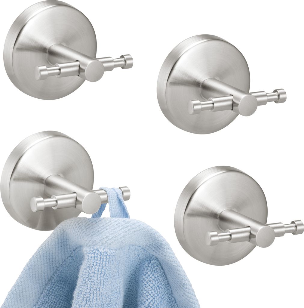 bremermann Bad-Serie PIAZZA - Doppel-Wandhaken 4er Set, Edelstahl matt