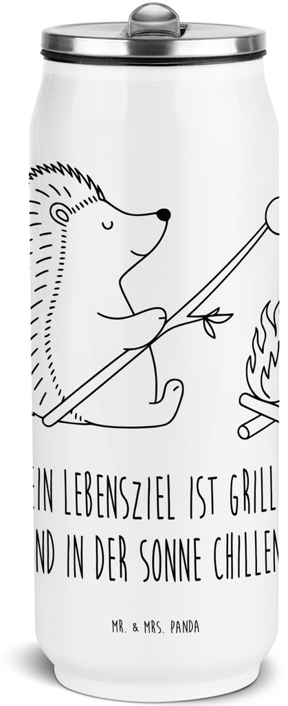 Mr. & Mrs. Panda Thermosflasche Igel Grillen - Weiß - Geschenk, Lustige Sprüche, Spruch, Wasserflasche, Edelstahl Thermoflasche, sport trinkflasc...