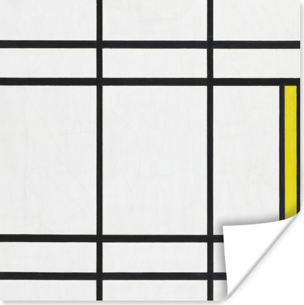 MuchoWow Poster Komposition in Weiß, Rot und Gelb - Piet Mondrian 50x50 cm - Wohnzimmerdekoration