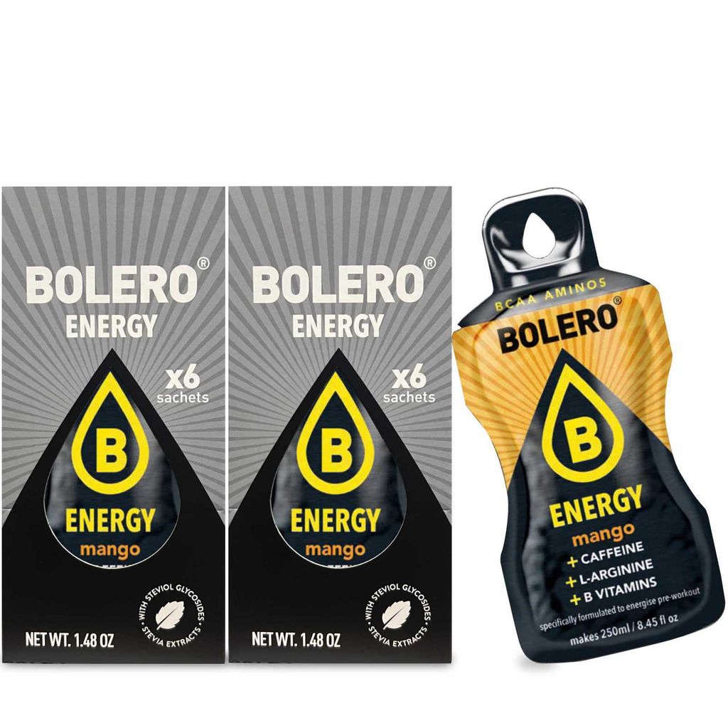 12x Bolero Energy Getränkepulver Mango á 7g Koffein BCAA Produktbild 