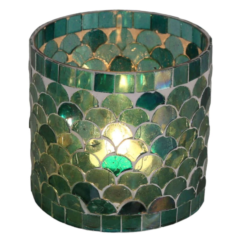 Orientalisches Mosaik Windlicht Athen Grün, Größe:M