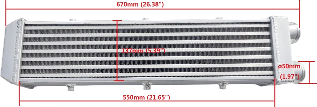 Échangeur Air-Air Universel Aluminium Delta-Fin 550mm pour Préparation Turbo